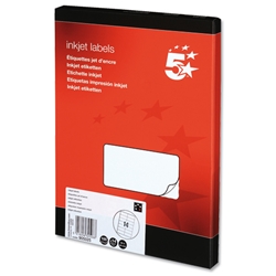 5 Star Addressing Labels Inkjet 14 per Sheet 99.1x38.1mm White [1400 Labels]