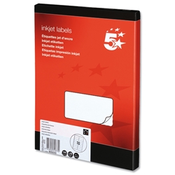 5 Star Addressing Labels Inkjet 16 per Sheet 99.1x34mm White [1600 Labels]