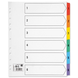 5 Star Maxi Index Extra-wide 230 micron Card with Coloured Mylar Tabs 1-6 A4 White