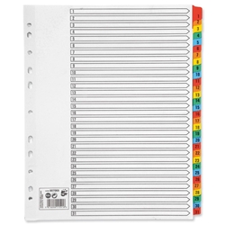 5 Star Maxi Index Extra-wide 150gsm Card with Coloured Mylar Tabs 1-31 A4 White