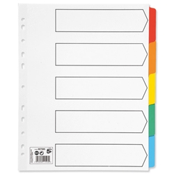 5 Star Maxi Index Extra-wide 230 micron Card with Coloured Mylar Tabs 5-Part A4 White