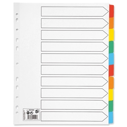 5 Star Maxi Index Extra-wide 230 micron Card with Coloured Mylar Tabs 10-Part A4 White