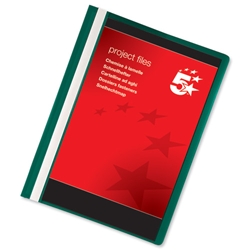 5 Star Project Flat File Lightweight Polypropylene with Indexing Strip A4 Green [Pack 5]