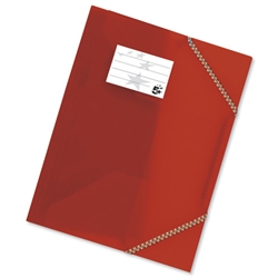 5 Star 3 Flap Elasticated File Polypropylene A4 Red [Pack 5]