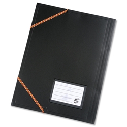 5 Star 3 Flap Elasticated File Polypropylene A4 Black [Pack 5]