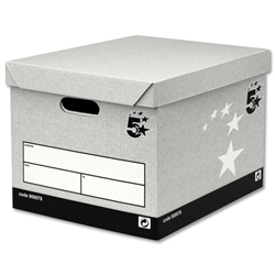 5 Star Storage Box Self-Assembly W383xD330xH282mm Grey [Pack 10]