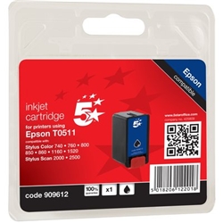 5 Star Compatible Inkjet Cartridge Page Life 900pp Black [Epson T0511 Equivalent]