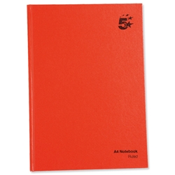 5 Star Manuscript Book Casebound 70gsm Ruled 192 Pages A4 [Pack 5]