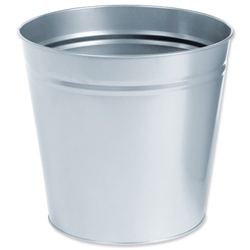 5 Star Waste Bin Round Metal Scratch Resistant D300xH280mm 15 Litres Silver Metallic