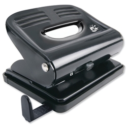 5 Star Punch 2-Hole Plastic Base Metal Handle Capacity 18x 80gsm Black