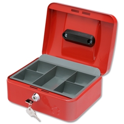 5 Star Cash Box 8 Inch W150xD200xH78mm Red
