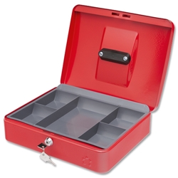 5 Star Cash Box 12 Inch W300xD240xH90mm Red