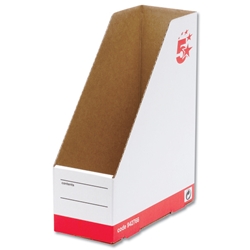 5 Star Magazine File Self-locking Part-recycled A4 Plus Red & White [Pack 10]