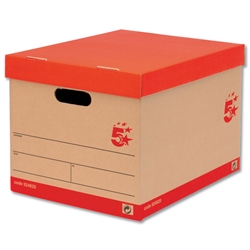 5 Star Storage Box, Fits 5 A4 Lever Arch Files, W317xD384xH287mm Basketweave Brown [Pack 10]