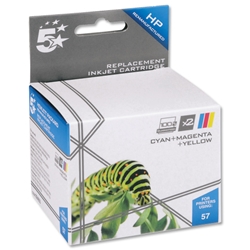 5 Star Compatible Inkjet Cartridge Page Life 125photo/390pp Colour[HP No. 57A C9503AE Equivalent][Pack 2]