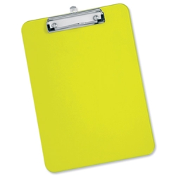 5 Star Clipboard Plastic Durable with Rounded Corners A4 Translucent Lime Green