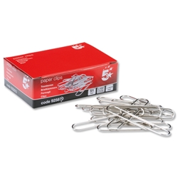 5 Star Giant Paperclips Plain Length 51mm [Pack 100]