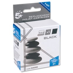 5 Star Compatible Inkjet Cartridge Page Life 300pp Black [HP No. 21 C9351A Equivalent]
