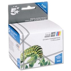 5 Star Compatible Inkjet Cartridge Page Life 520pp Colour [HP No. 343 CB332EE Equivalent] [Pack 2]