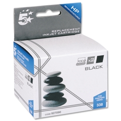 5 Star Compatible Inkjet Cartridge Page Life 900pp Black [HP No. 338 CB331EE Equivalent] [Pack 2]