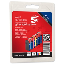 5 Star Compatible Inkjet Cartridges 6 Colours Ref 111E008025 [Epson T0807 Equivalent] [Pack 6]