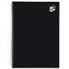 5 Star Notebook Wirebound Hard Cover Ruled 80gsm A4 Black [Pack 5]