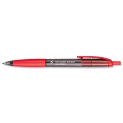 5 Star Grip Ball Pen Retractable Medium 1.0mm Tip 0.7mm Line Red Ref KB1340 [Pack 12]