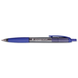 5 Star Grip Ball Pen Retractable Medium 1.0mm Tip 0.7mm Line Blue Ref KB1340 [Pack 12]