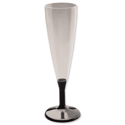 Champagne Flute Plastic Drinking Glass Black Stem 90cc Ref 2523 [Pack 6]