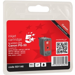 5 Star Compatible Inkjet Cartridge Page Life 191pp Black [Canon PG-50 Equivalent] - Item image