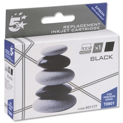 5 Star Compatible Inkjet Cartridge Page Life 300-355pp Black [Epson T080140 Equivalent]
