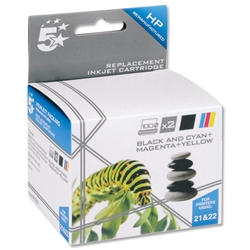 5 Star Compatible Inkjet Cartridge Black and Colour [for No. 21/22 SD367AE Equivalent]