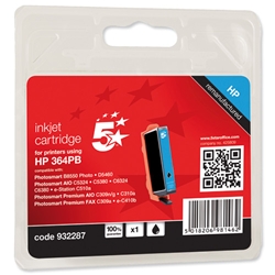 5 Star Compatible Inkjet Cartridge Page Life 130 Photos Black [HP No. 364 CB317EE Equivalent]