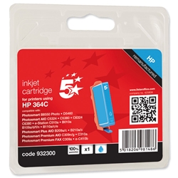 5 Star Compatible Inkjet Cartridge Page Life 300pp Cyan [HP No. 364 CB318EE Equivalent]