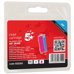 5 Star Compatible Inkjet Cartridge Page Life 300pp Magenta [HP No. 364 CB319EE Equivalent]