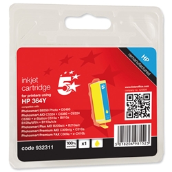 5 Star Compatible Inkjet Cartridge Page Life 300pp Yellow [HP No. 364 CB320EE Equivalent]