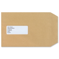 New Guardian Envelopes Heavyweight Pocket Press Seal Window Manilla C5 [Pack 250]