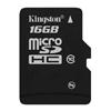 Kingston 16GB microSDHC Class 10 Flash Card Single Pack w/o Adapter