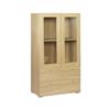Dynamic Medium Bookcase with Glass Doors & 2 Shallow Drawers Oak
