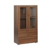 Dynamic Medium Bookcase with Glass Doors & 2 Shallow Drawers Walnut
