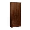 Dynamic Tall Bookcase with Wooden Doors & 2 Shallow Drawers Walnut