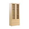 Dynamic Tall Bookcase with Glass Doors & 2 Shallow Drawers Oak