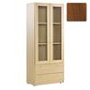Dynamic Tall Bookcase with Glass Doors & 2 Shallow Drawers Walnut
