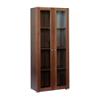 Dynamic Tall Glass Bookcase with Doors Walnut