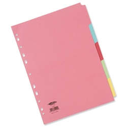 Concord Commercial Subject Dividers 5-Part A4 Assorted Ref 51099