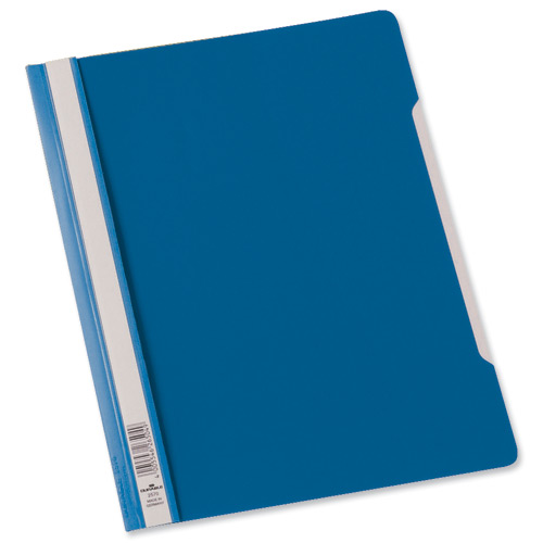 Durable A4 Clear View Folder Plastic with Index Strip Extra Wide Blue