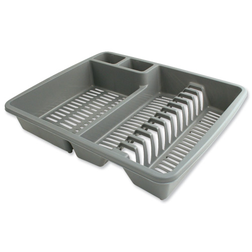 Dish Drainer Plastic for Standard Draining Boards Silver SPC/DD01 05014555046258 Euroffice Ltd