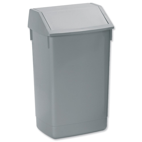 Flip Top Bin Composite Plastic 54 Litres Metallic 504896/504895
