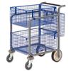 Versapak Minor Plus Mail Trolley 2 Front Baskets Rear Pannier W584xD788xH914mm Blue and Grey Ref MT3-SIL Versapak Minor Plus Mail Trolley 2 Front Baskets Rear Pannier W584xD788xH914mm Blue and Grey Ref MT3-SIL