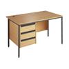 Metro Rectangular Desk with 3-Drawer Pedestal 1228x746x725 Beech